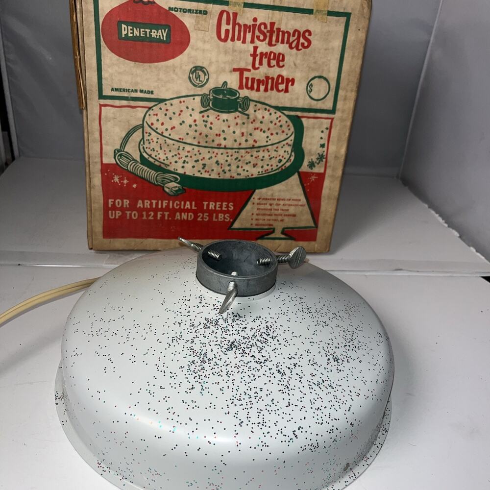 VNT Enamel Metal Christmas Tree Stand Holiday Sparkles Penetray Motorized-WORKS
